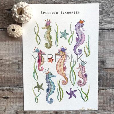 Spendid Seahorses A4 Print
