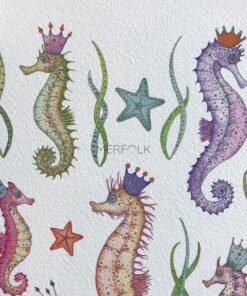 Close up of The Splendid Seahorses Watercolour Print