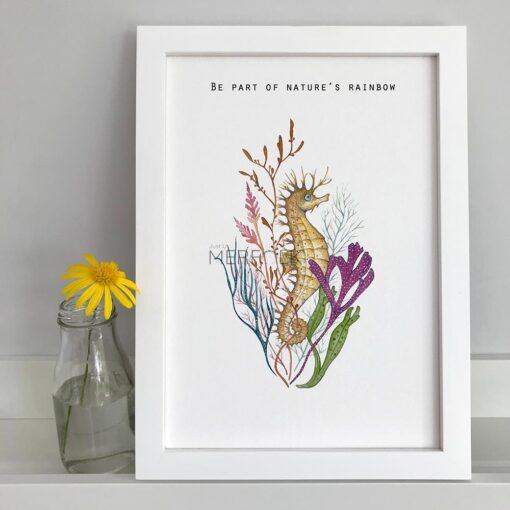 framed print of natures rainbow seahorse painting