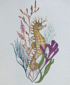natures rainbow seahorse with metallic watercolour