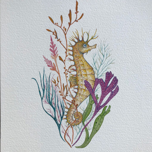 natures rainbow seahorse with metallic watercolour