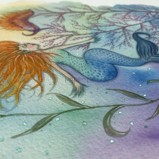 Close up of Serendipity focussing on metalic watercolour paint