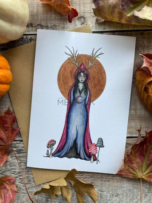 Little red and mushrooms card