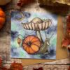 Pumpkin snail and mushroom
