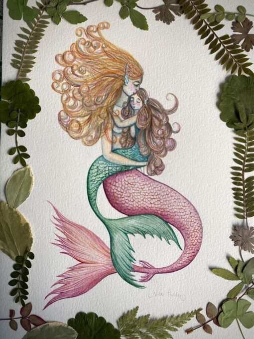 mermaid and merchild watercolour artwork