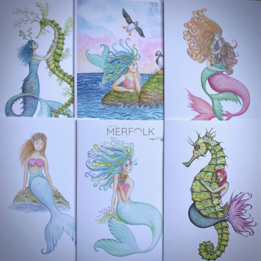 6x pack mermaid cards