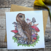 owl and mushroom greeting card