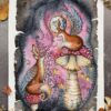 magical watercolour print of fairy foxalopes and mushrooms
