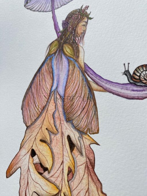 purple mushroom and sycamore fairy metallic wings.