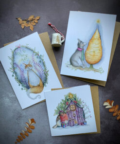 fox, robin and donkey christmas card pack