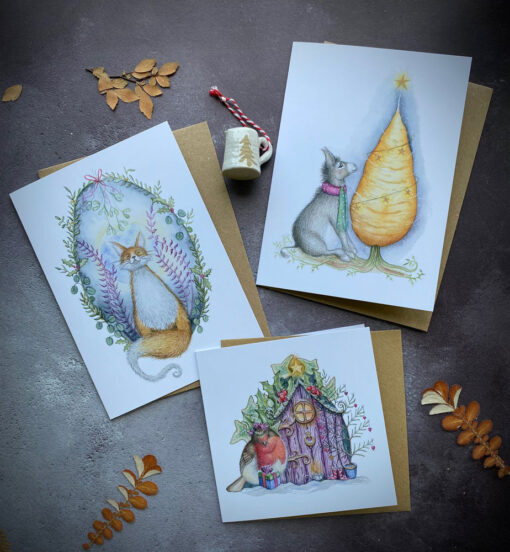 fox, robin and donkey christmas card pack