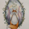 Winter fox and mistletoe watercolour original artwork