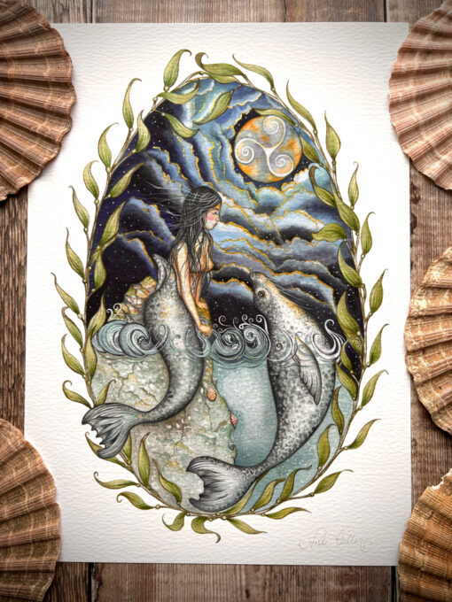 Eddrachillis selkie print. Mythology art