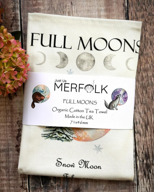 Full moon guide organic cotton tea towel
